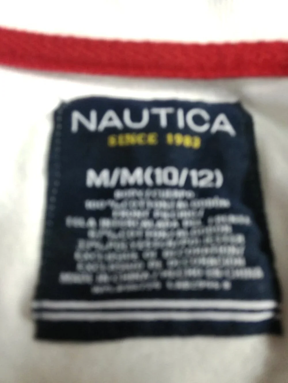 Nautica Boys Polo Shirt Size Medium (10-12) Short Sleeves White, Blue, Gray